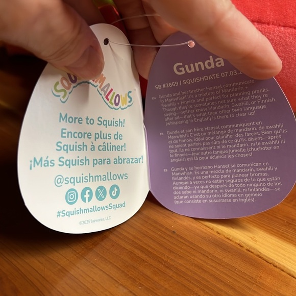 Squishmallow Easter 2025 12 inch Gunda the Chocolate Dipped Strawberry Bunny NEW - Picture 7 of 7